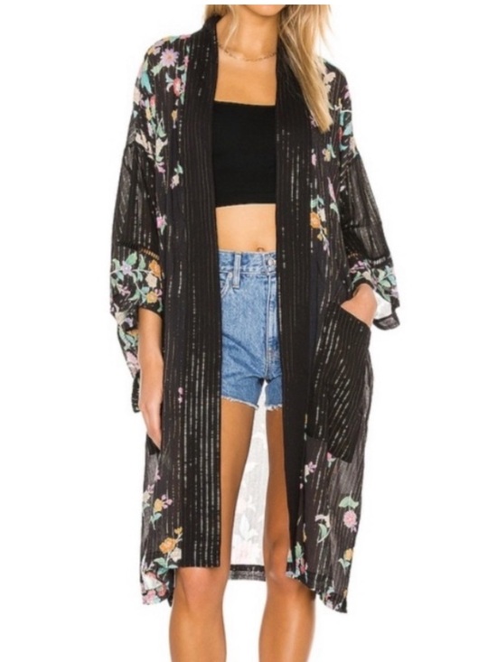 Spell Other - SPELL & The Gypsy Collective Jimi Midi Robe Charcoal Kimono OS